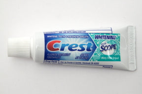 Crest Whitening Plus Scope (unboxed) C01-0114103-8100 - 0.85 oz travel size toothpaste tube. Minty fresh striped. Fluoride toothpaste.