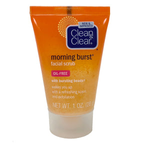 Clean & Clear Morning Burst Facial Scrub C02-0148005-8100 - 1 oz travel size facial scrub in plastic tube.