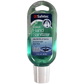 Safetec Instant Hand Sanitizer Tottle Bottle - 1.5 oz - Fresh C02-0325901-8300 - 1.5 fl oz hand sanitizer in travel size plastic bottle.