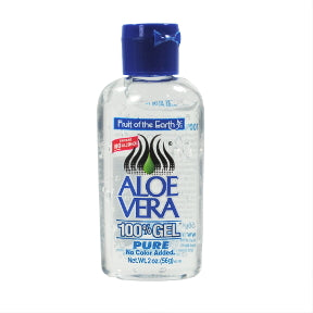 Fruit of the Earth Aloe Vera Gel - bottle C02-0340201-9200 - 2 oz plastic bottle with flip lid. 100% gel. No color added. Contains no alcohol.