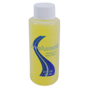 Freshscent Shampoo and Body Wash / Bath 2oz Bottle C03-0114902-8200 - 2 fl oz travel size shampoo and body wash combo in plastic bottle.