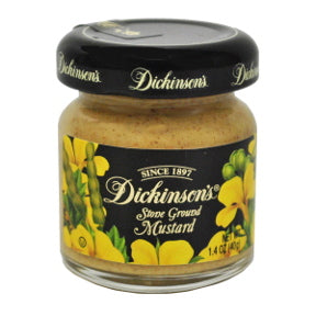 Dickinson's® Stone Ground Mustard Jar F01-0238501-3100-1.4 oz glass jar.