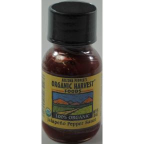 Arizona Peppers Organic Harvest Jalapeno Pepper Sauce F03-3772827-3100 - 3/4 oz plastic bottle.