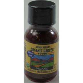 Arizona Peppers Organic Harvest Chipotle Habanero Sauce F03-3772829-3100 - 3/4 oz plastic bottle.