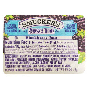 Smucker’s Sugar Free Blackberry Jam F04-0004944-0100 - 3/8 oz cup