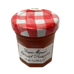 Bonne Maman Apricot Preserves- jar F04-1044428-3100 - 1 oz travel size apricot preserve in glass jar. From France. A convenient travel size for on the go.