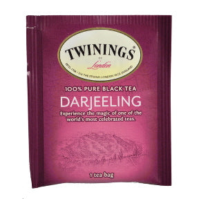 Twinings® of London Darjeeling Tea F20-1626907-0000 - Single tea bag in unsealed packet. One of the world's finest blends of teas, with a distinctive delicate flavour, grown at the foothills of the Himalayas.