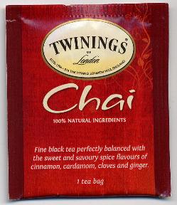 Twinings of London Chai Tea F20-1626914-0000 - Single tea bag in sealed packet. 100% natural ingredients.