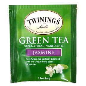 Twinings of London Green Tea with Jasmine F20-1726902-0000 - Single tea bag in sealed packet. Pure and Natural. Green tea with a hint of Jasmine.