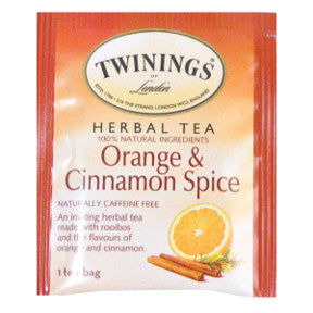 Twinings® of London Herbal Tea Orange and Cinnamon Spice F20-1826934-0000-Single bag in sealed packet. 100% natural ingredients.