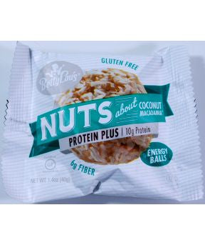 Betty Lou’s Nut Butter Balls - Coconut Macadamia F30-4132706-8100 - 1.4 oz package. With plant phytosterols. No transfat. Gluten free.