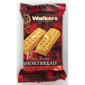 Walkers Pure Butter Shortbread - Scotland 1.4 oz, F32-3964802-8201, 1.4 oz. sealed travel size package of 2 shortbread cookies. Product of Scotland.
