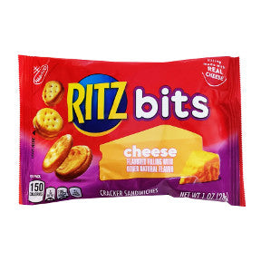 Nabisco® Ritz Bits® with Cheese F40-4209601-9000 - 1.5 oz travel size mini Ritz Bits sandwiches with cheese in sealed bag.