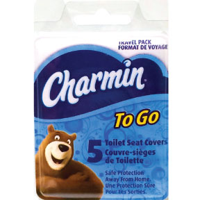 Charmin To Go Toilet Seat Covers J01-0223101-8200 - 5 seat covers in travel size plastic purse pack. Quick, easy and safe protection when away from home.