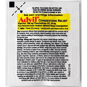 Advil Congestion Relief P01-0110404-1000 - 1 congestion relief tablet in sealed packet