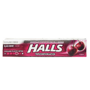 Halls Sugar Free Black Cherry P01-0452508-4200 - 9 drop individually wrapped sticks.