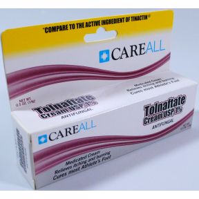 Careall Tolnaftate Antifungal Cream USP 1% (tube) P02-0183701-8200 - 0.5 oz Tolnaftate antifungal cream USP, 1% in tube, boxed.