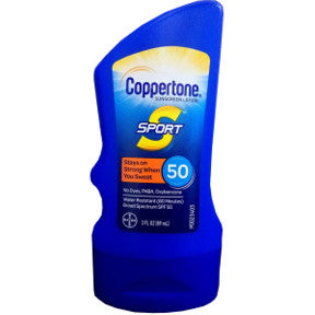Coppertone® Sport® High Performance SPF50, P04-0133002-8300, 3 fl oz travel size sport sunscreen lotion. SPF50