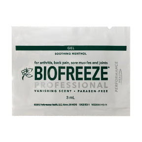 Biofreeze® Cold Therapy Pain Relief Gel P04-0425701-1100-Single use packet. Soothing Menthol. Vanishing Scent. Paraben-Free.