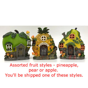 Polystone Mini World Fairytale Fruit Shaped LED Light Up House - Assorted Fruits, U03-0301232-0043