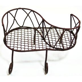 Iron Mini Garden Kiss Bench U03-0404232-0020-a single mini iron bench. Garden décor.