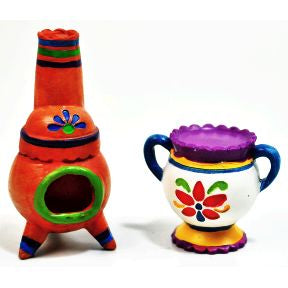 Polystone Mini Fiesta Chimney & Urn (2 pc set) U03-0601232-0192-2 piece set. Fiesta style Chimnea & Urn. Garden décor.