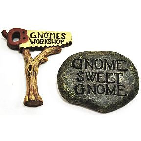 Polystone Mini Woodland Stepping Stone & Sign (2 pc set) U03-0601232-0492-Set of 2. Mini stepping stone and sign. Garden décor.