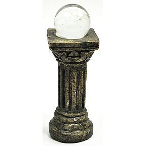 Polystone & Glass Mini Pillar U03-1201232-0070-a single mini polystone pillar with glass orb. Garden décor.
