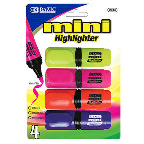 Bazic Mini Desk Fluorescent Highlighters - 4 Count Y01-0588001-1110