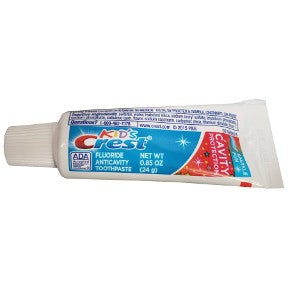 Crest Kids Toothpaste - Sparkle Fun (unboxed) C01-0114111-4100 - 0.85 oz travel size toothpaste tube. Sparkle fun Kids toothpaste. Fluoride anticavity toothpaste.