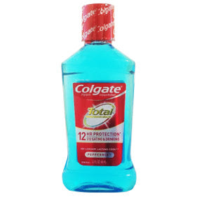 Colgate Total Mouthwash Peppermint Blast C01-0214202-8200 - 2 fl oz. travel size mouthwash in plastic bottle.