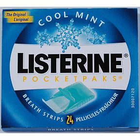Listerine Pocketpaks Cool Mint C01-0323304-1100 - 24 breath strips in plastic dispenser