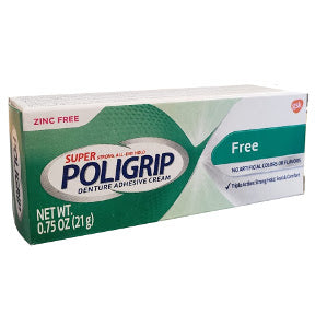 PoliGrip Super Denture Adhesive Cream C01-0343401-8100 - 0.75 denture adhesive cream in tube. No artificial flavors or colors. Zinc free formula.