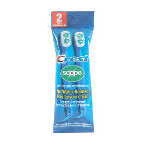Crest® Scope® Minibrush - 2 pack C01-0414502-0002 - 2 mini toothbrushes in a reclosable pack.
