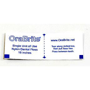 OraLine Floss & Go C01-0528401-9000 - Single use 18" mint waxed floss. 1 per individually sealed travel size packet.
