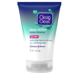 Clean and Clear Deep Action Cream Cleanser C02-0148001-8100 - 1 oz travel size facial cleanser in plastic tube. Oil free. Cleans deep down to the pores. Cool, refreshing tingle.