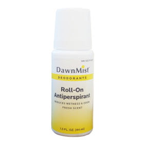 DawnMist Roll-on Antiperspirant Deodorant- white bottle C02-0217503-8200 - 1.5 fl oz roll-on antiperspirant deodorant in travel size plastic applicator bottle. Clean fresh scent.