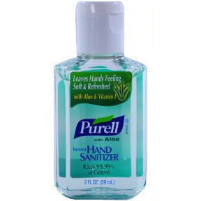 Purell Instant Hand Sanitizer Aloe 2 oz flip top C02-0320803-8300 - 2 oz travel size in plastic bottle.