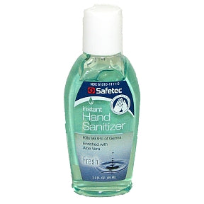 Safetec Instant Hand Sanitizer with Aloe - 2 oz. C02-0325903-8400 - 2 fl oz hand sanitizer in travel size plastic bottle. Kills 99.9% of germs.