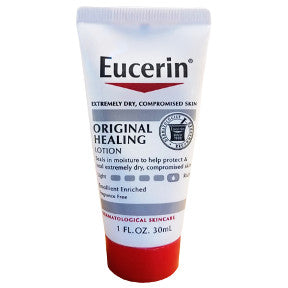 Eucerin Original Moisturizing Lotion C02-0359701-8100 - 1 oz travel size hand and body lotion in plastic tube. Dry skin therapy. Fragrance free. Clinically proven effective for very dry, sensitive skin.