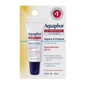 Aquaphor® Lip Repair + Protect Broad Spectrum SPF 30 C02-0359802-8000-0.35 fl. Oz. single tube of lip protectant/sunscreen.