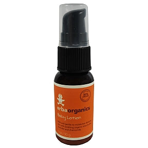 erbaorganics Baby Lotion C02-0578301-8200 - 1 oz baby lotion in pump plastic bottle. Mild and gentle to moisturize delicate skin with soothing organic shea butter, lavender and chamomile. Made with 85% certified organic ingredients.