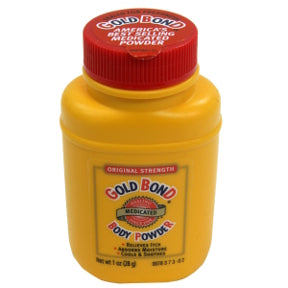 Gold Bond Body Powder C02-0623001-8200 - 1 oz travel size body powder in plastic bottle. Original strength. Medicated. Relieves itch. Absorbs moisture. Cools and soothes.
