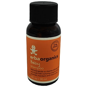 erbaorganics Baby shampoo C03-0378301-8100 - 1 oz baby shampoo in travel size plastic bottle. Mild and gentle to cleanse delicate hair and scalp with nurturing organic aloe, lavender, mandarin and chamomile. Certified 77% organic ingredients.