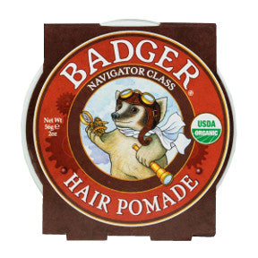 Badger® Navigator Class Man Care Hair Pomade C03-0570701-9300-2 oz. travel tin of hair pomade for men.