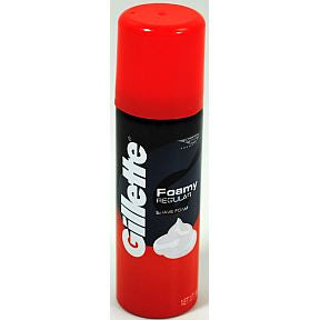 Gillette Foamy Regular Shaving Cream C04-0118000-8100 - 2 oz travel size foamy regular shaving cream in aerosol can.