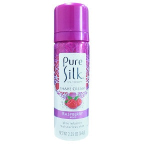 Pure Silk Moisturizing Shave Cream for Women - Raspberry Mist C04-0155901-8100 - 2.25 oz travel size moisturizing shave cream in aerosol can. With Aloe.