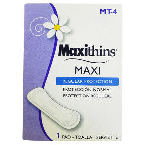 Maxithins Pad C08-0230801-4300 - 1 regular absorbency feminine maxi-pad in a travel size box. Packaging may vary.
