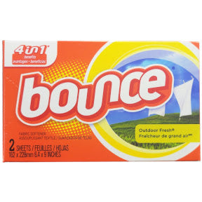 Bounce Fabric Softener D01-0213400-4100 - 2 dryer sheets in travel size box.