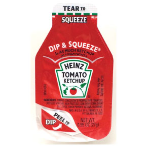 Heinz® Dip & Squeeze Tomato Ketchup - F01-0100100-2100 - 0.95 oz dip & squeeze.